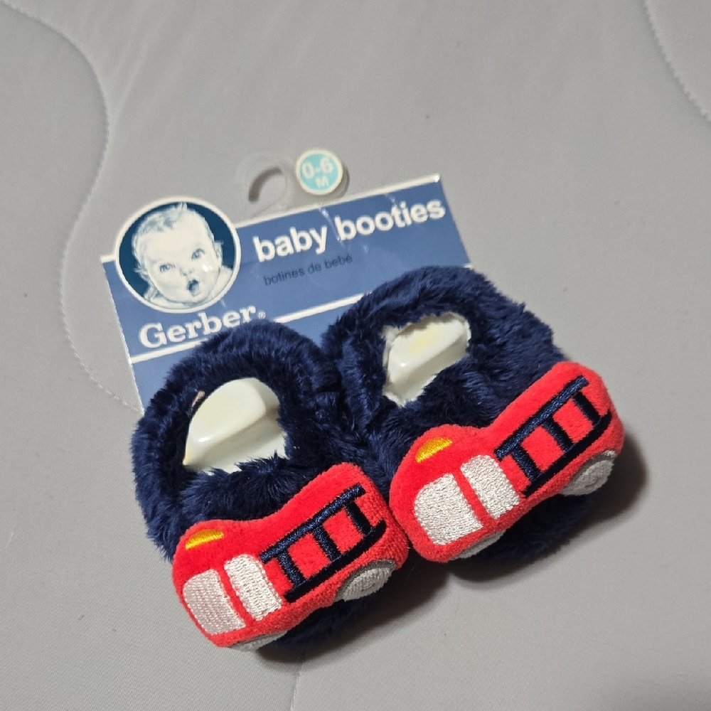 Gerber Navy and Red 0-6mo Slippers